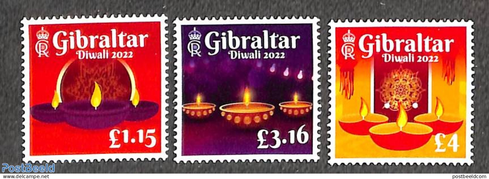 Gibraltar 2022 Diwali 3v, Mint NH - Gibraltar