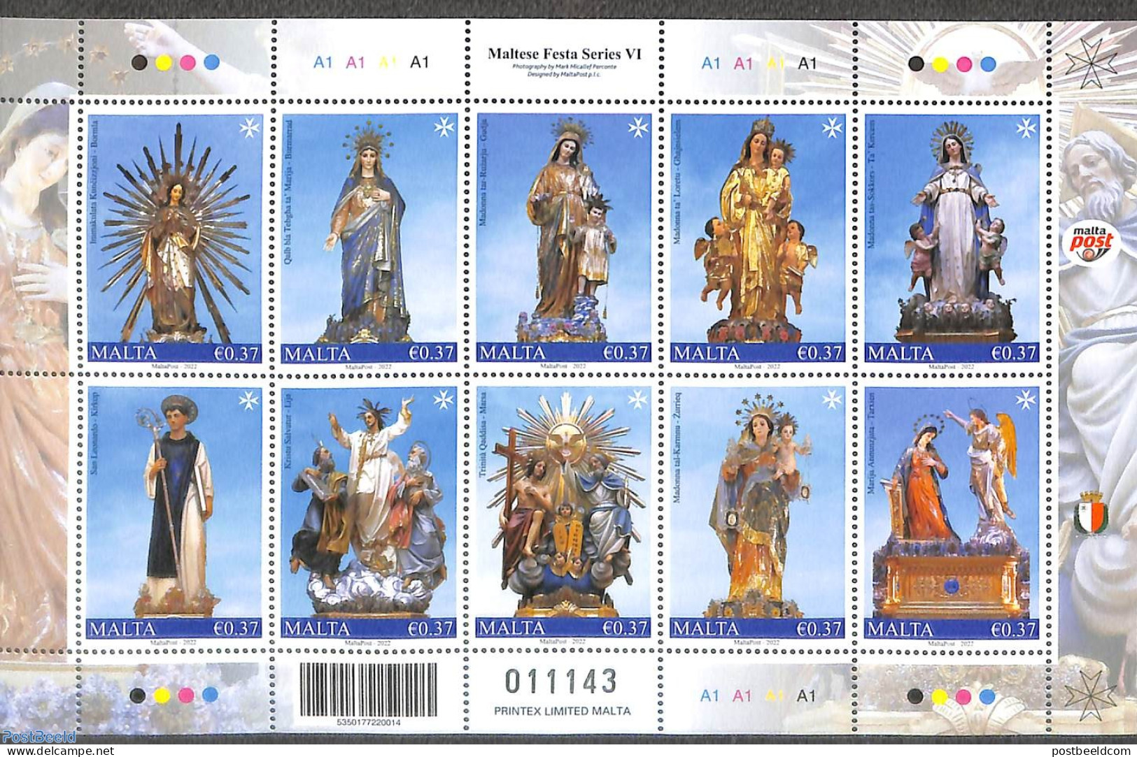 Malta 2022 Religious Statues 10v M/s, Mint NH, Religion - Religion - Art - Sculpture - Sculpture