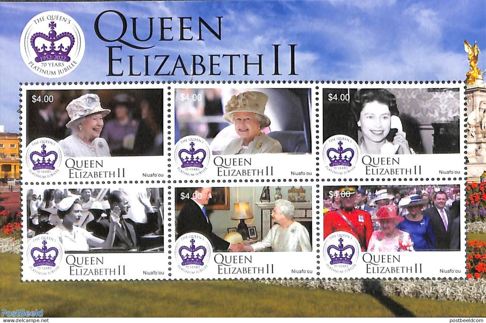 Niuafo'ou 2022 Queen Elizabeth II, Platinum Jubilee 6v M/s, Mint NH, History - Kings & Queens (Royalty) - Koniklijke Families