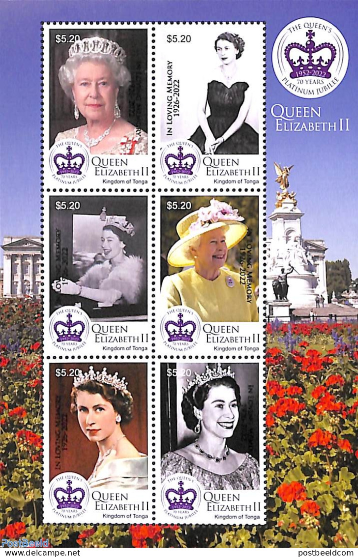 Tonga 2022 Queen Elizabeth II, Overprints: In Loving Memory 1926-2022, Mint NH, History - Kings & Queens (Royalty) - Familles Royales