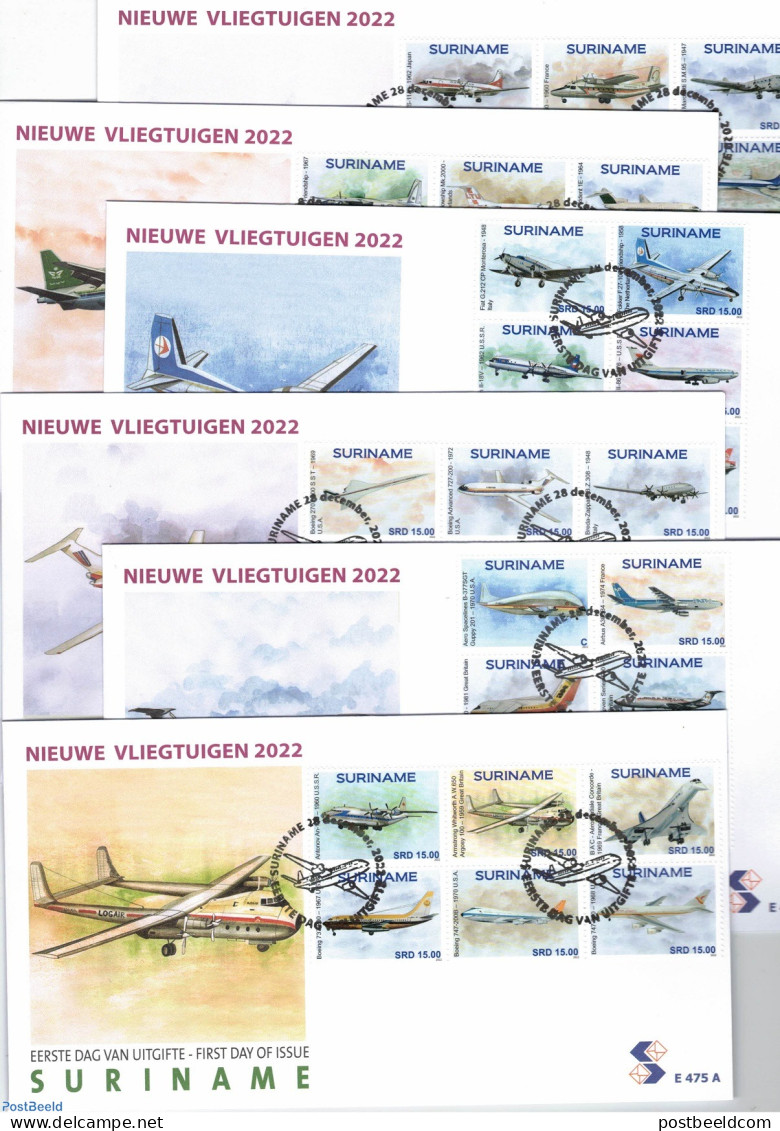 Suriname, Republic 2022 Aeroplanes 40v M/s, Mint NH, Transport - Aircraft & Aviation - Aerei