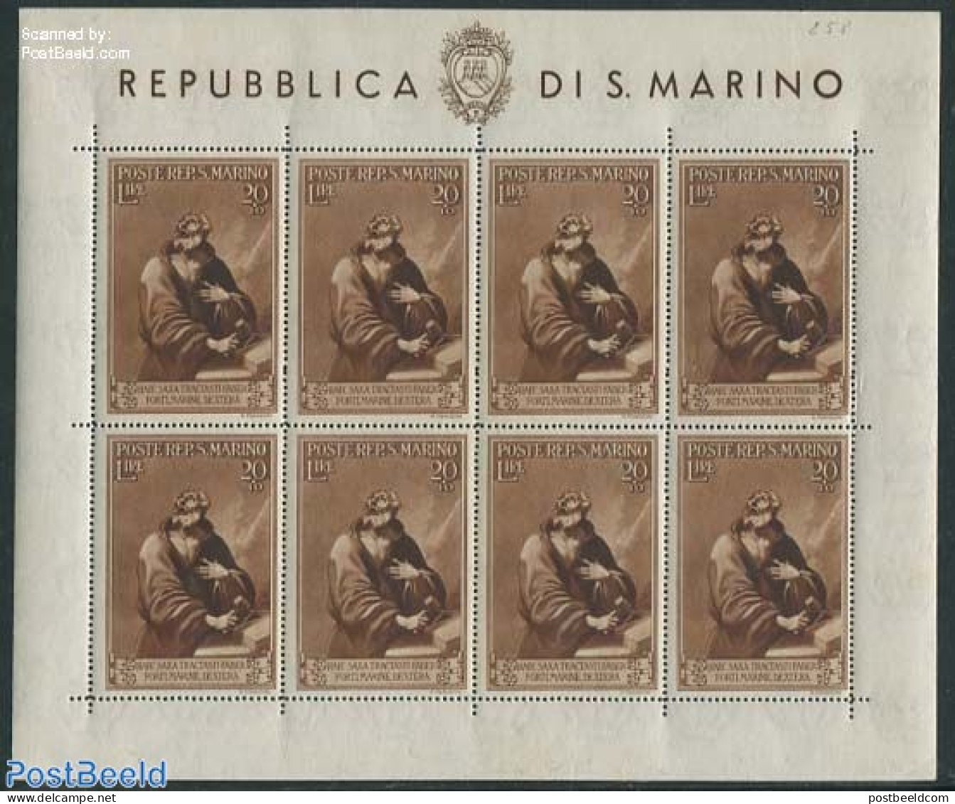 San Marino 1944 Houses Foundation M/s, Unused (hinged) - Unused Stamps