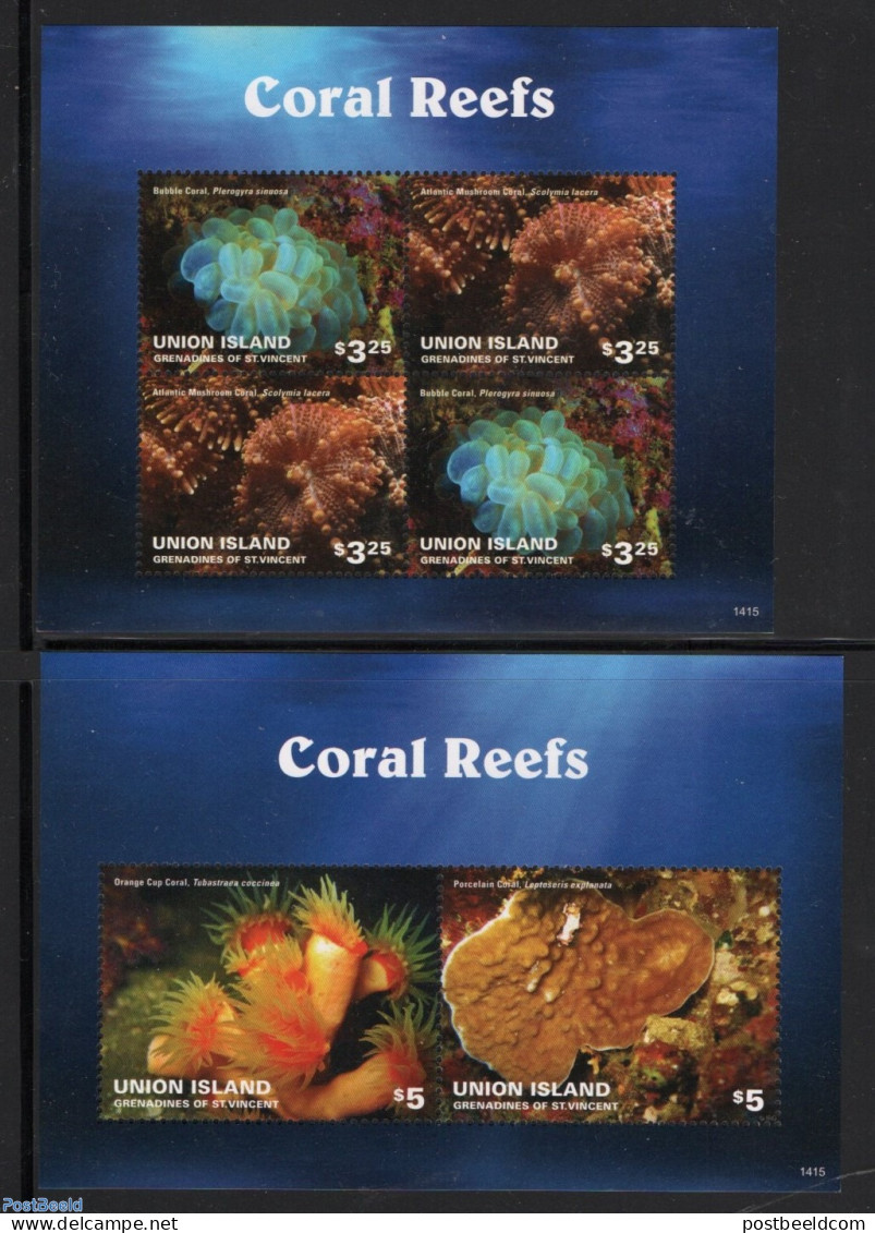 Saint Vincent & The Grenadines 2014 Union Island Coral Reefs 2 S/s, Mint NH, Nature - St.Vincent E Grenadine