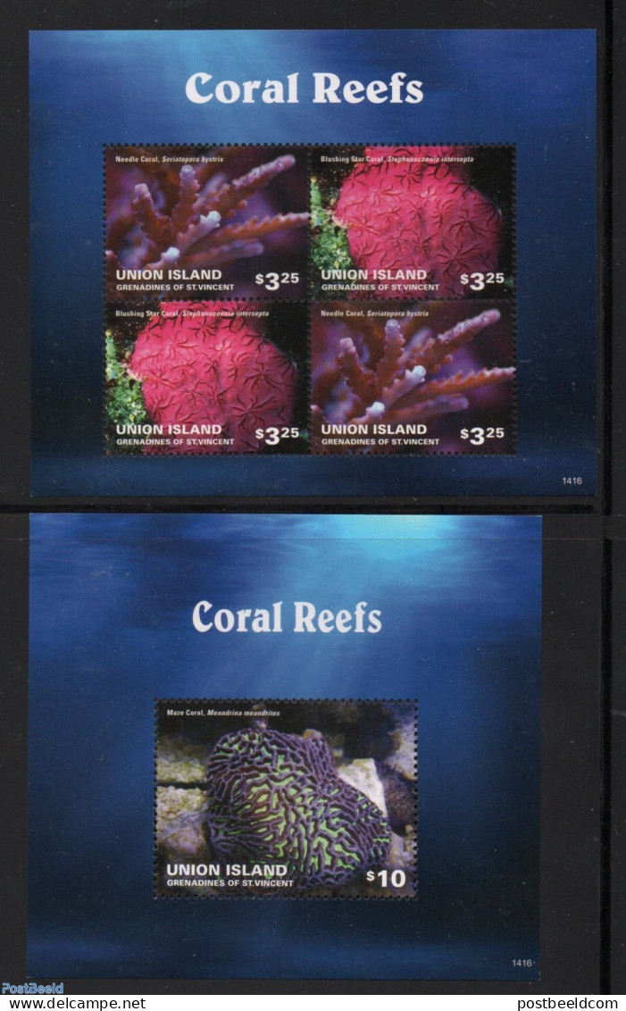 Saint Vincent & The Grenadines 2014 Union Island Coral Reefs 2 S/s, Mint NH, Nature - St.-Vincent En De Grenadines