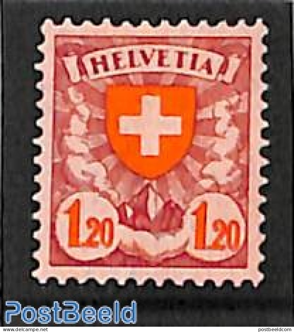 Switzerland 1940 1.20Fr, Coated Paper, Stamp Out Of Set, Unused (hinged) - Unused Stamps