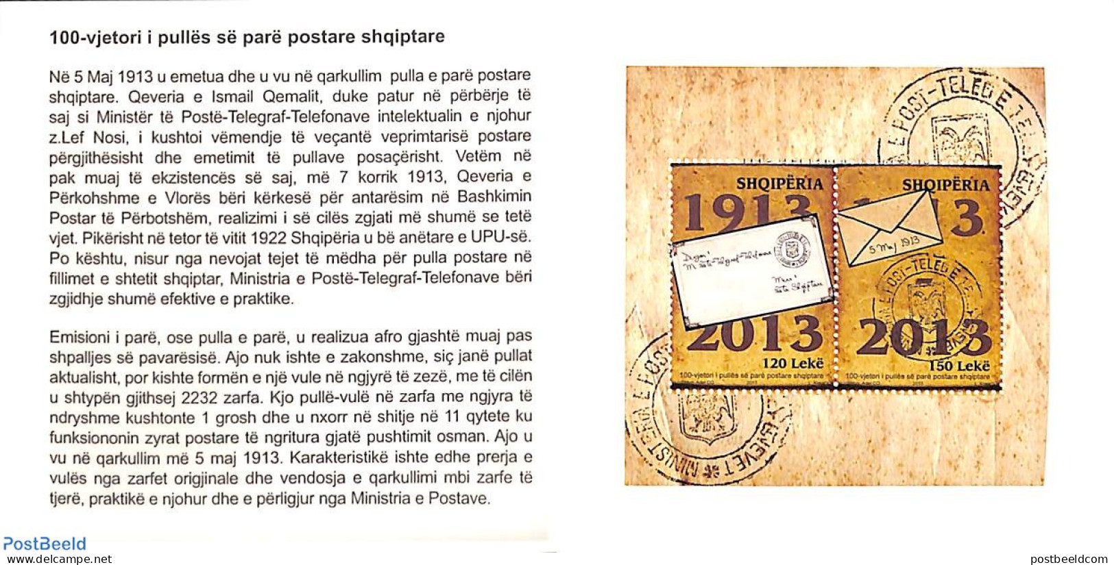 Albania 2013 Stamp Centenary Booklet, Mint NH, Stamp Booklets - Stamps On Stamps - Unclassified