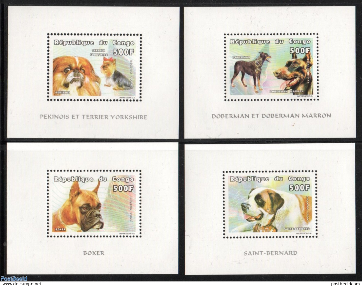 Congo Republic 1999 Dogs 4 S/s, Mint NH, Nature - Dogs - Otros & Sin Clasificación