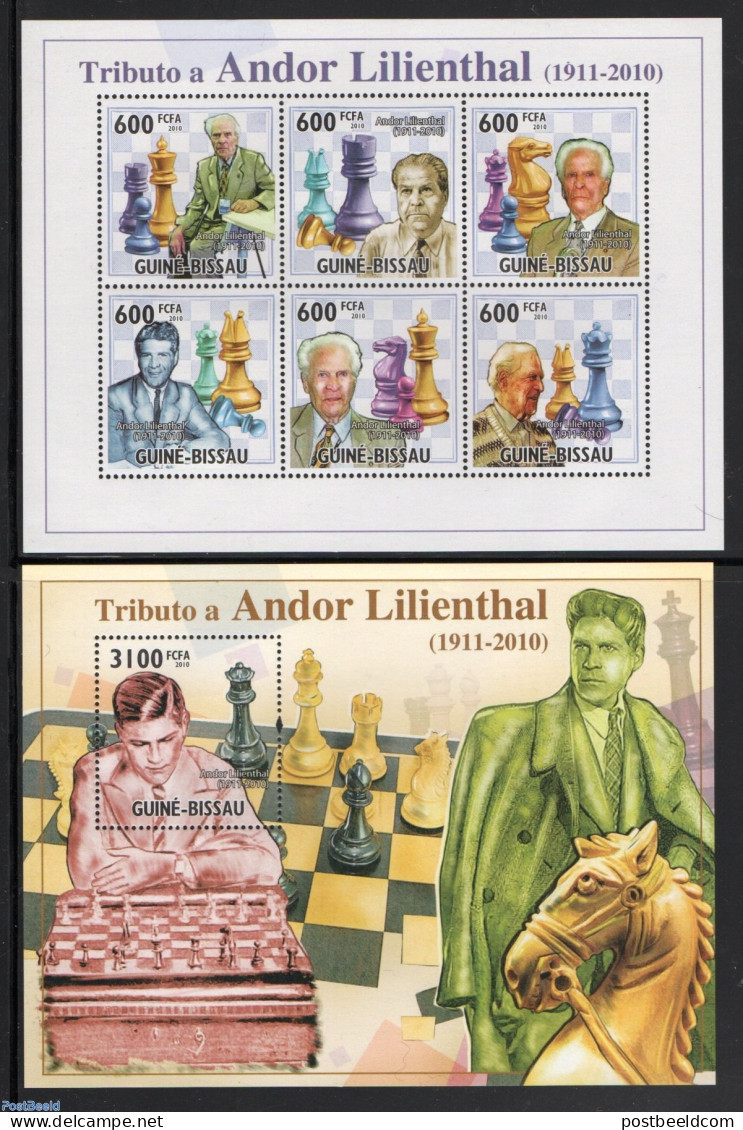 Guinea Bissau 2010 Lilienthal 2 S/s, Mint NH, Sport - Chess - Chess