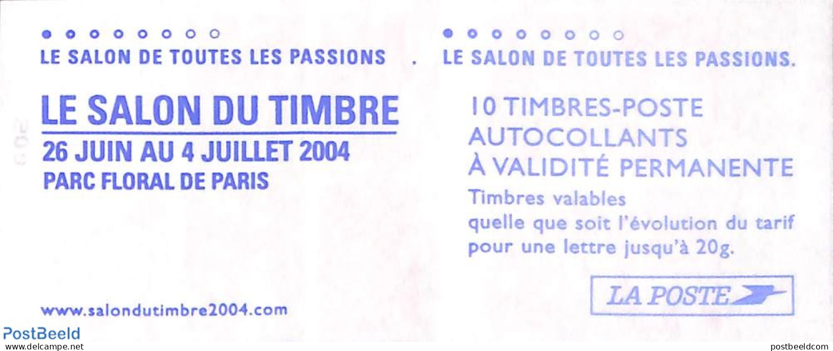 France 2004 Le Salon Du Timbre, Booklet 10x Timbre Rouge S-a, Mint NH, Philately - Stamp Booklets - Unused Stamps