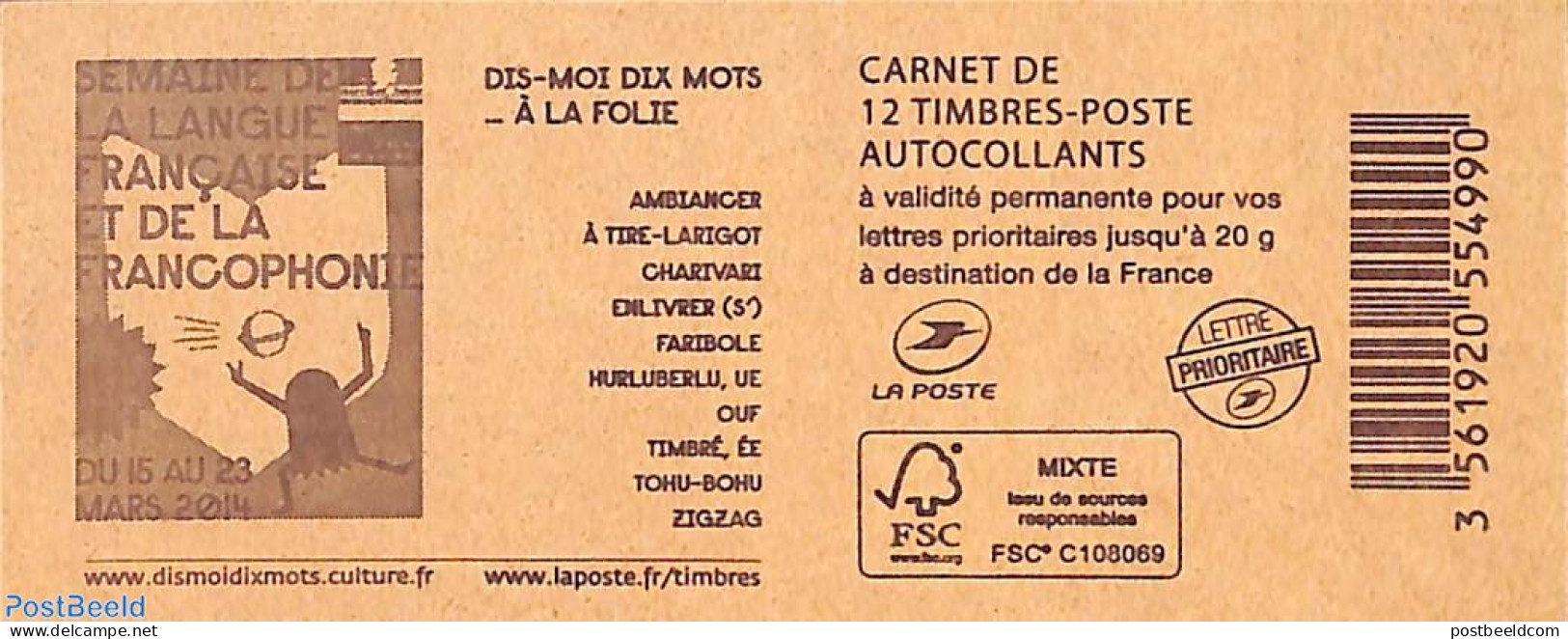 France 2015 Semaine De La Langue, Booklet With 12x Rouge S-a, Mint NH, Science - Esperanto And Languages - Stamp Bookl.. - Ungebraucht