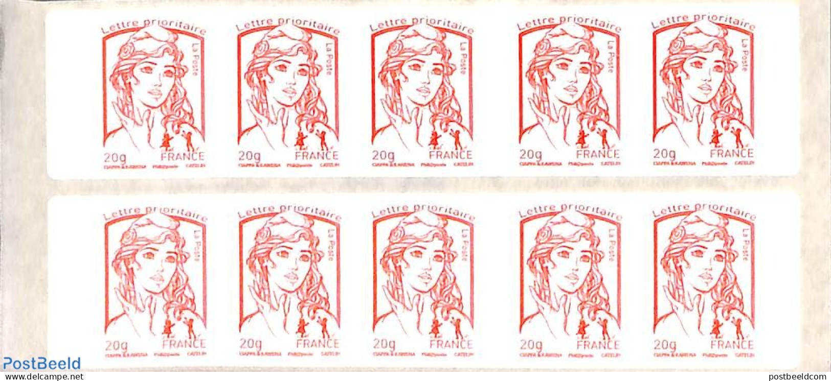 France 2015 Le Premier Timbre Qui Parle, Booklet With 10x Rouge S-a, Mint NH, Stamp Booklets - Unused Stamps