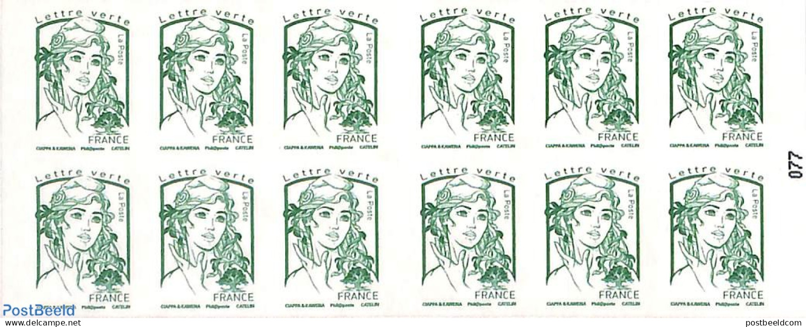 France 2016 Le Livre Des Timbres, Booklet With 12x Vert S-a, Mint NH, Stamp Booklets - Ungebraucht