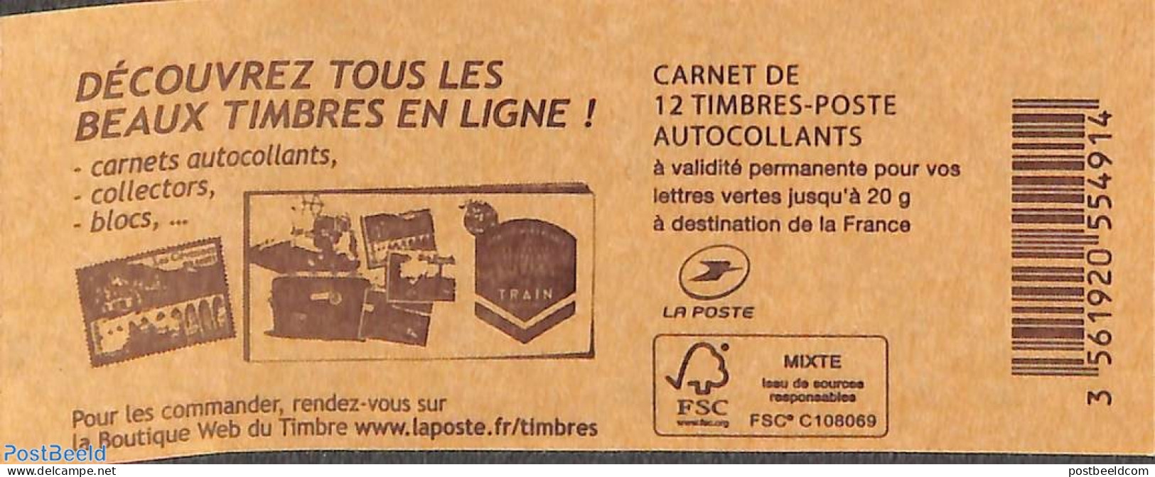 France 2015 Decrouvez Les Beaux Timbres, Booklet With 12x Vert S-a, Mint NH, Stamp Booklets - Unused Stamps
