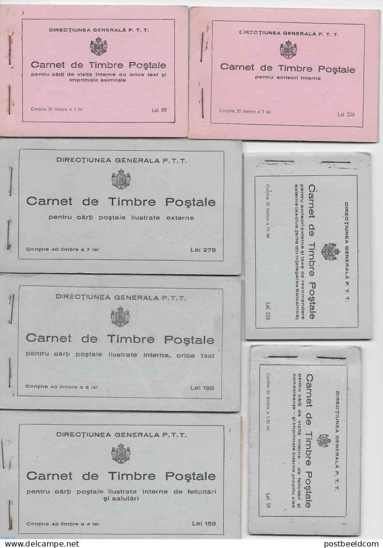 Romania 1939 Complete Set Of 7 Booklets,, Mint NH, Various - Errors, Misprints, Plate Flaws - Nuovi