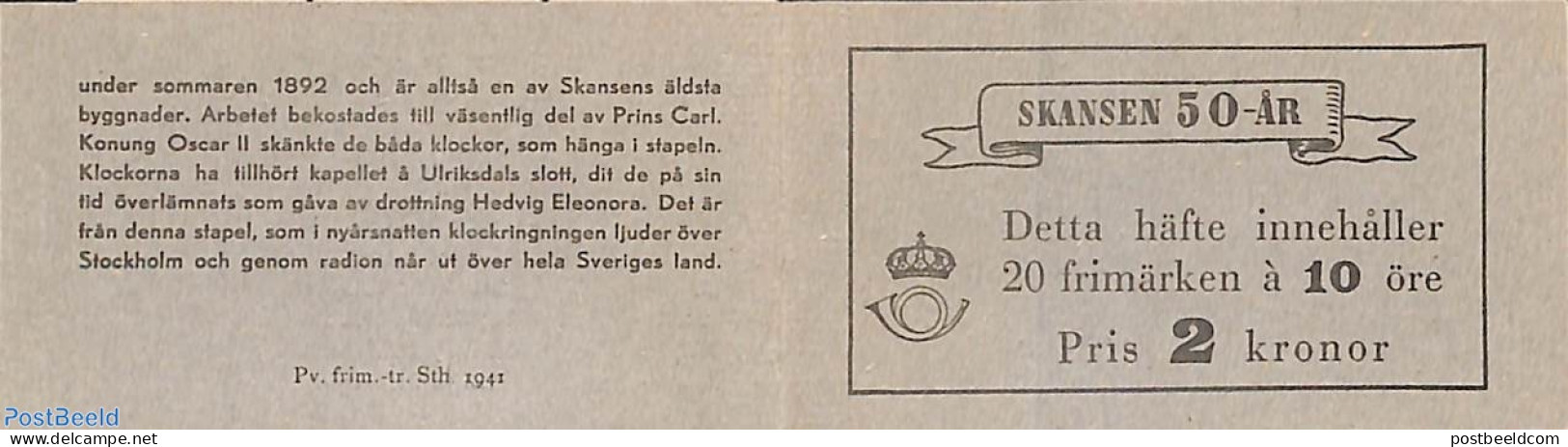 Sweden 1941 Skansen Booklet, Mint NH, Stamp Booklets - Art - Museums - Ongebruikt