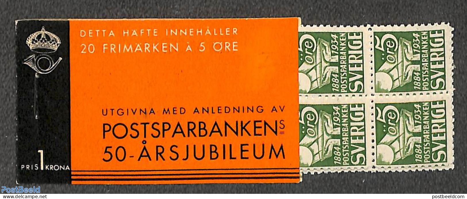 Sweden 1933 Postal Saving Bank, Type I, Booklet With 20 Stamps, Mint NH, Various - Stamp Booklets - Banking And Insura.. - Ongebruikt