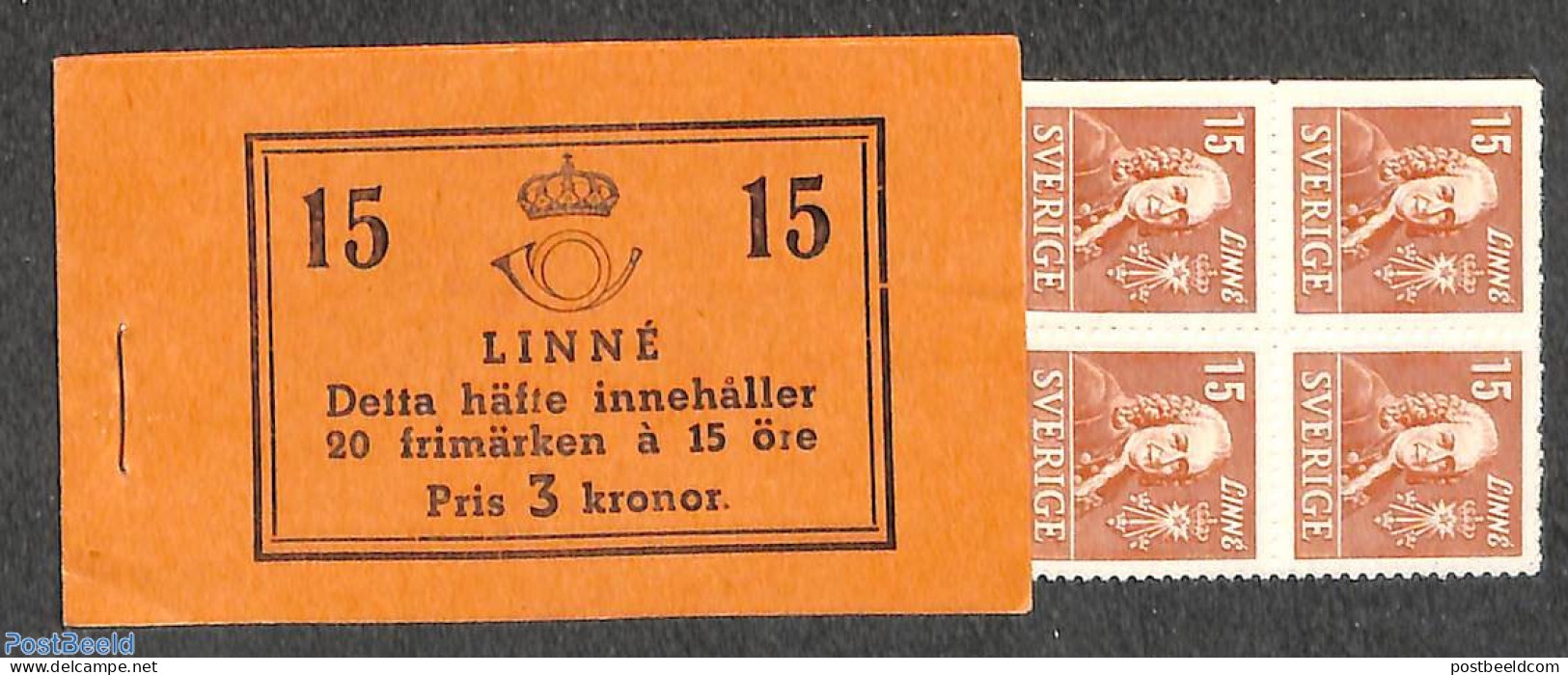 Sweden 1939 Linné Booklet (D/B Perf.), Mint NH, Health - Health - Stamp Booklets - Ongebruikt