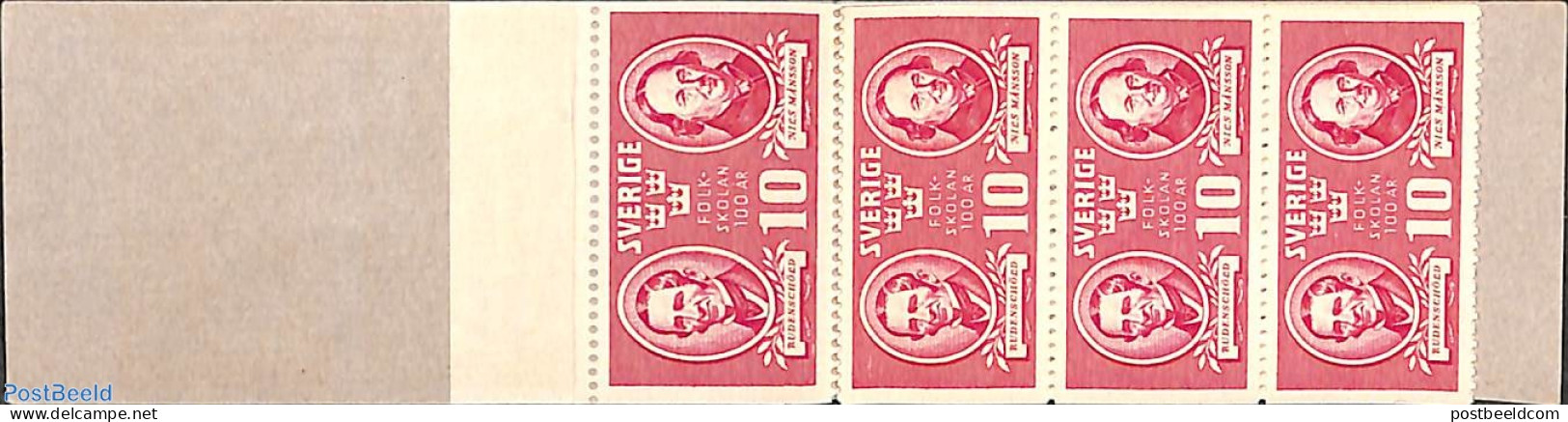 Sweden 1942 Folkschool, Type I (pointed Line), Mint NH, Science - Education - Stamp Booklets - Neufs