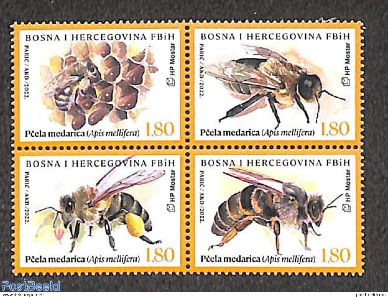 Bosnia Herzegovina - Croatic Adm. 2022 Bees 4v [+], Mint NH, Nature - Bees - Insects - Bosnia And Herzegovina