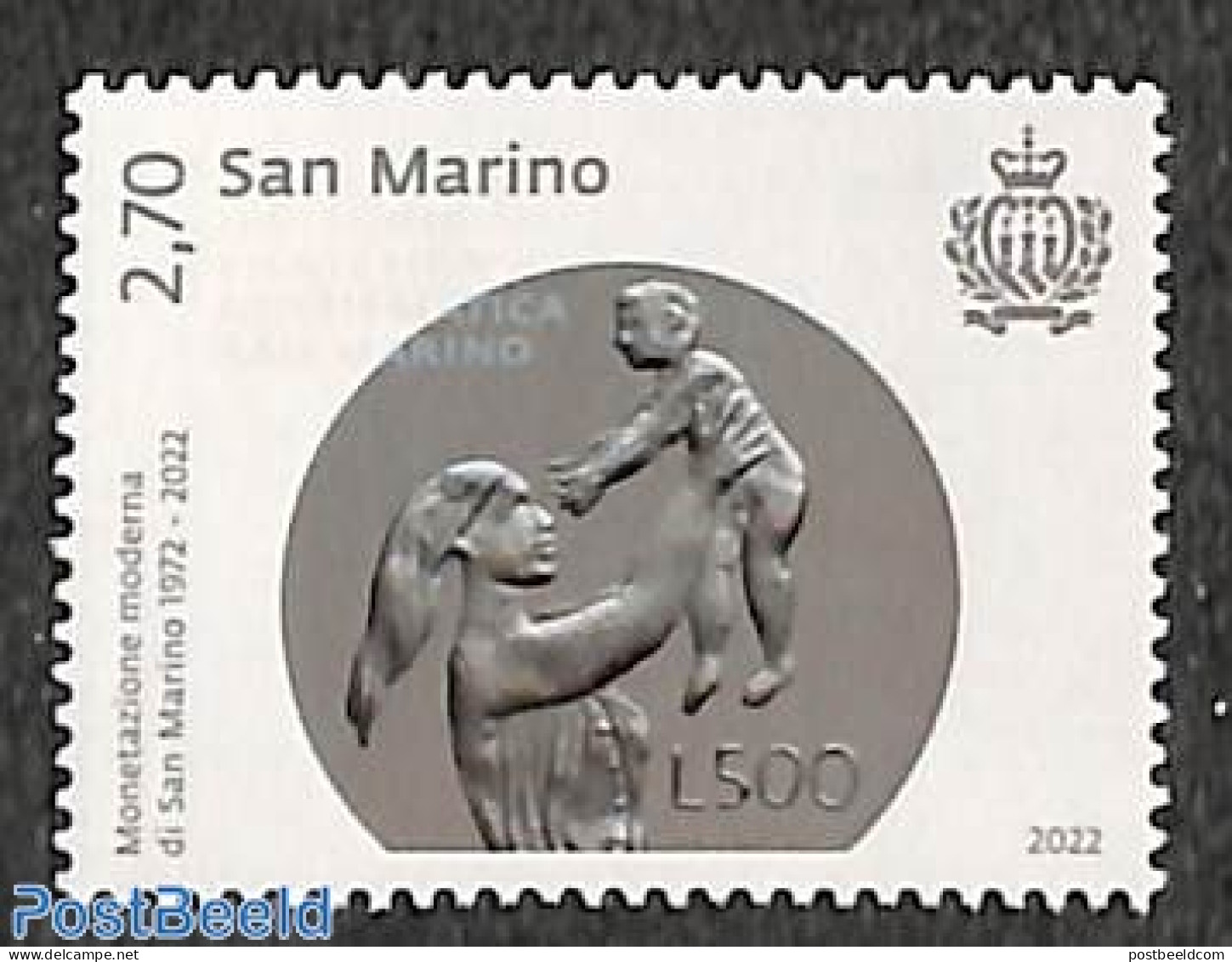 San Marino 2022 Modern Coins 1v, Mint NH, Various - Money On Stamps - Ongebruikt