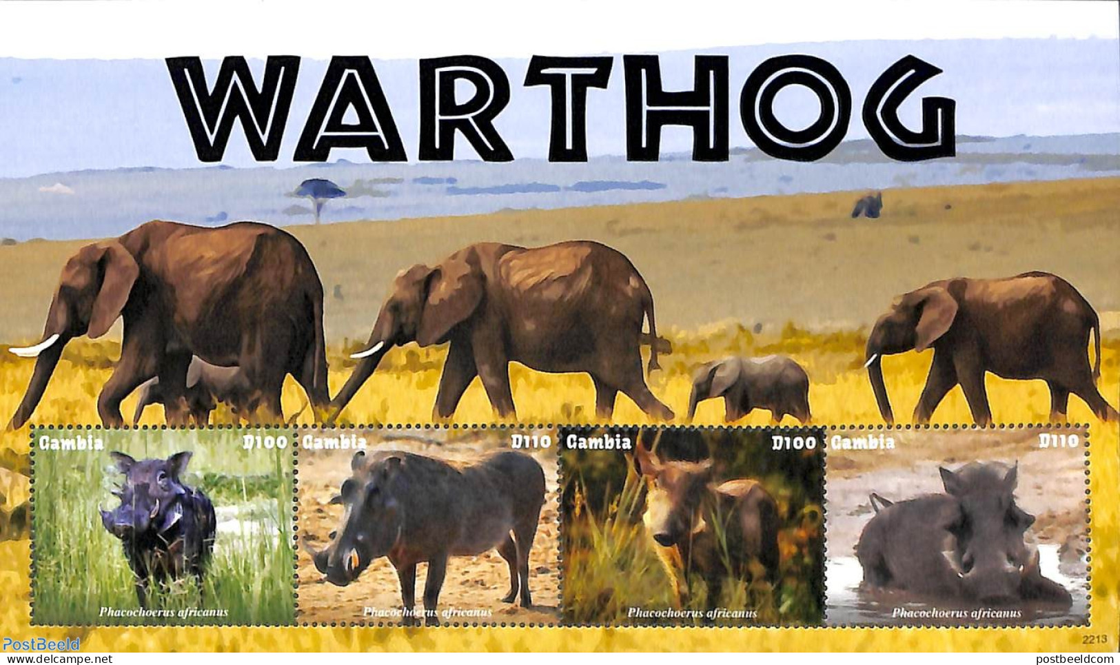 Gambia 2022 Warthog 4v M/s, Mint NH, Nature - Animals (others & Mixed) - Elephants - Gambia (...-1964)