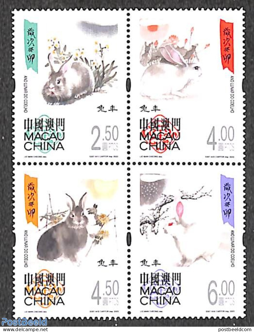 Macao 2023 Year Of The Rabbit 4v [+], Mint NH, Nature - Various - Rabbits / Hares - New Year - Ungebraucht