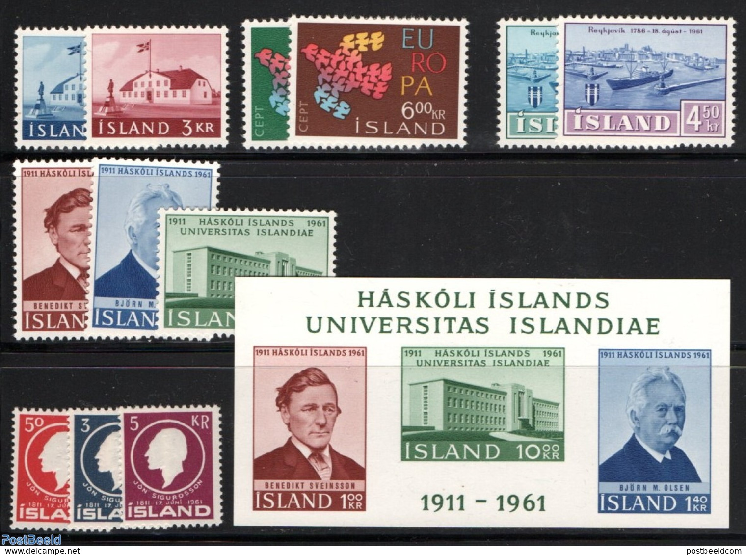 Iceland 1961 Yearset 1961 (12v+1s/s), Mint NH, Various - Yearsets (by Country) - Ongebruikt