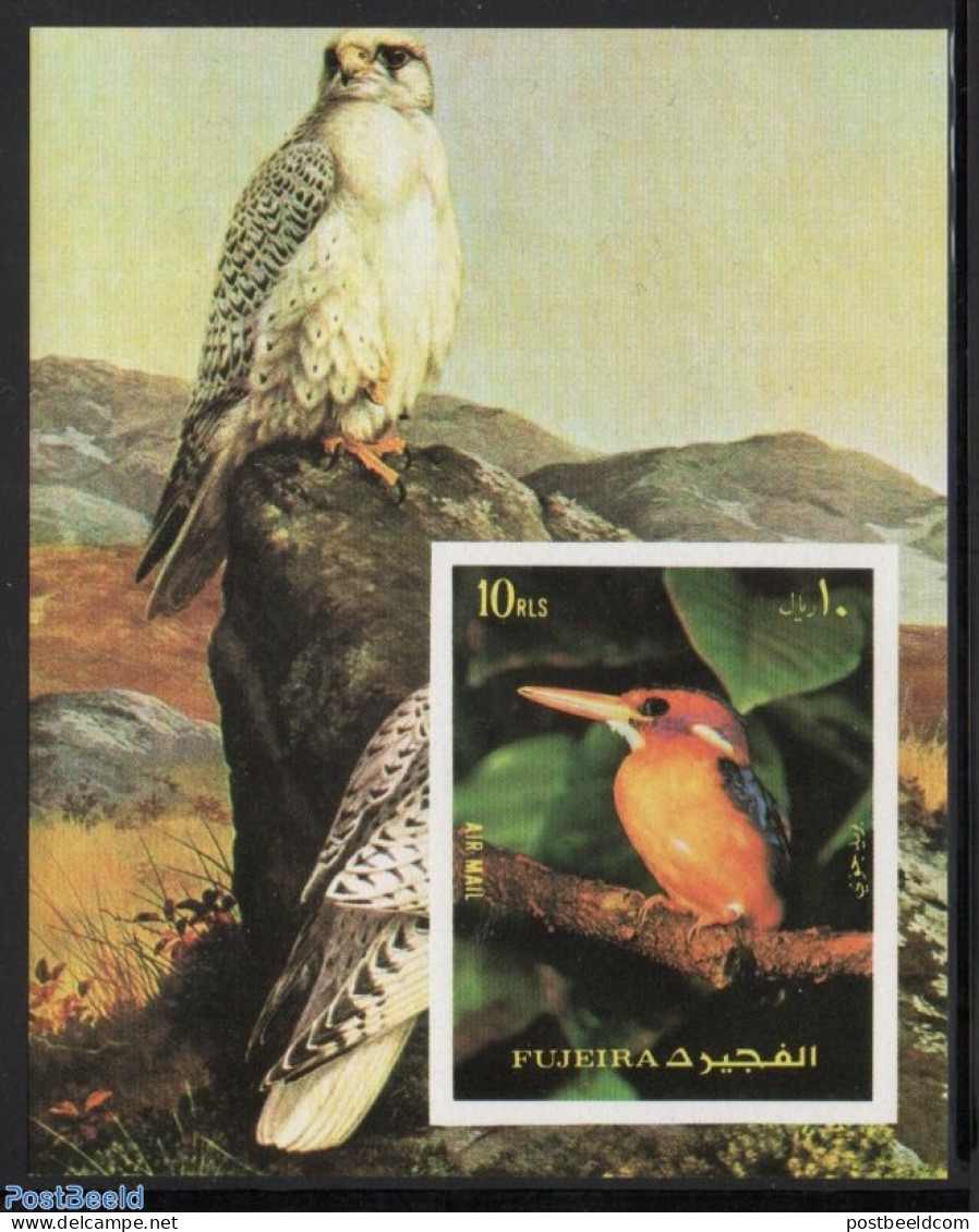 Fujeira 1972 Birds S/s, Imperforated, Mint NH, Nature - Birds - Birds Of Prey - Kingfishers - Fudschaira