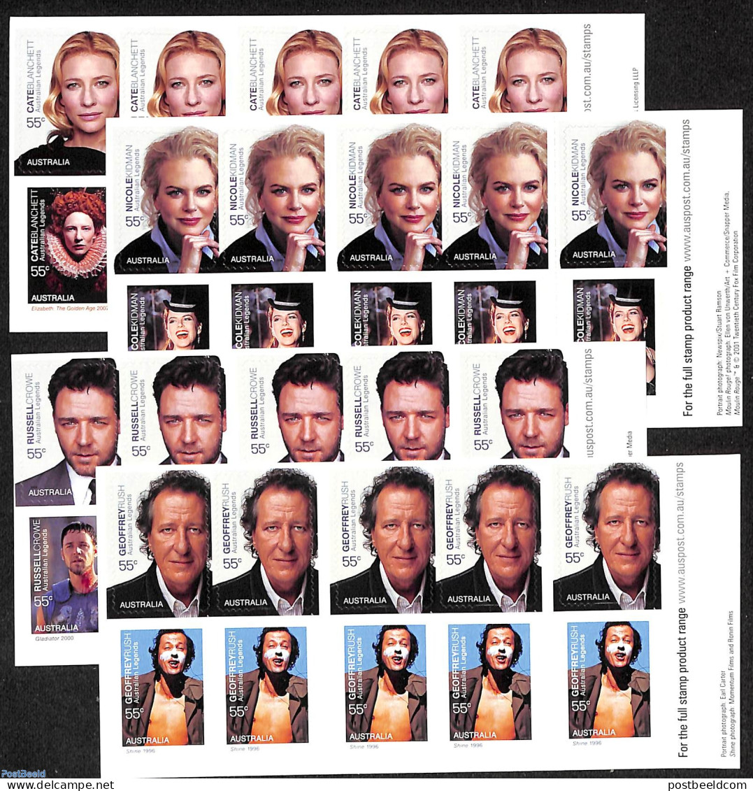 Australia 2009 Actors, 4 Booklets S-a, Mint NH, Performance Art - Movie Stars - Theatre - Stamp Booklets - Ongebruikt