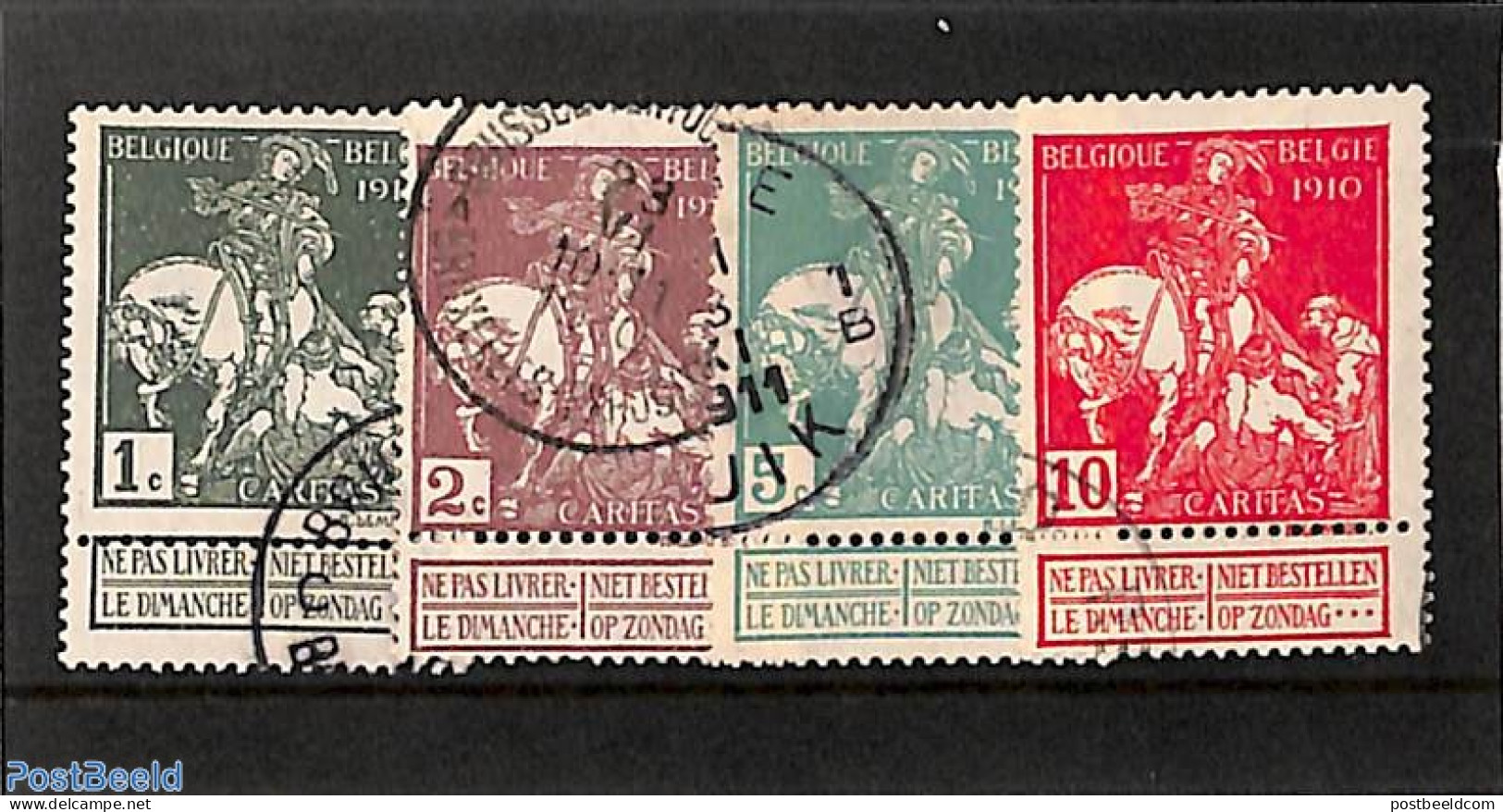 Belgium 1910 World Expo 4v, Used, Used Stamps, Nature - Various - Horses - World Expositions - Gebruikt