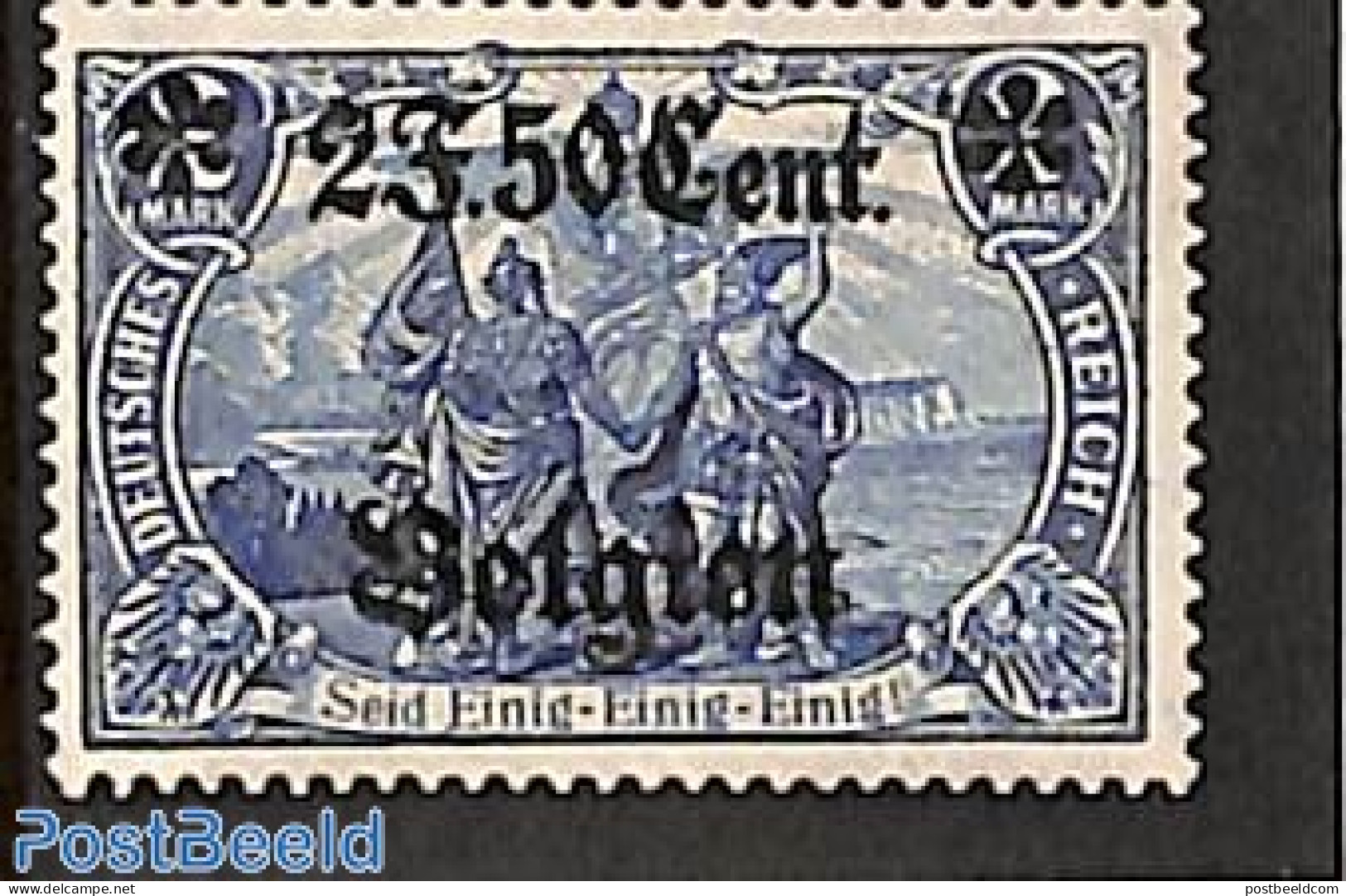 Belgium 1916 2F.50Cent On 2M, 25:17, Stamp Out Of Set, Unused (hinged) - Nuovi