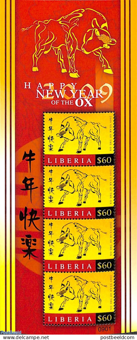 Liberia 2009 Year Of The Ox M/s, Mint NH, Various - New Year - Nieuwjaar