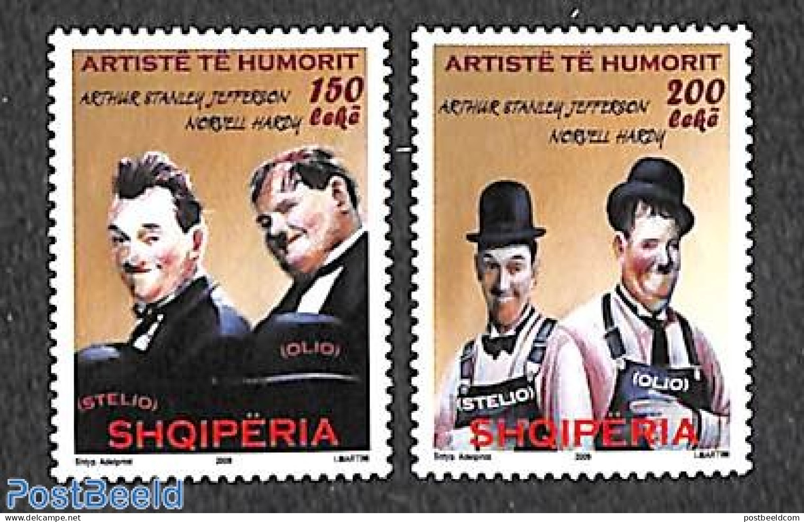 Albania 2009 Laurel & Hardy 2v, Mint NH, Performance Art - Movie Stars - Schauspieler