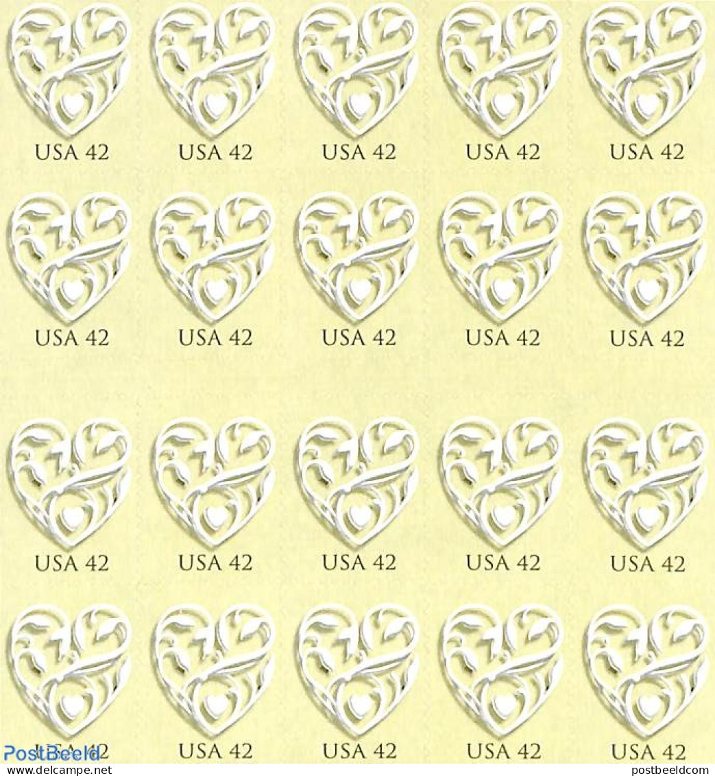 United States Of America 2008 Wedding Heart M/s S-a, Mint NH - Neufs