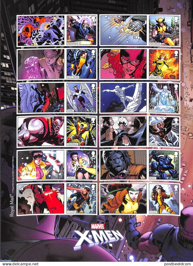 Great Britain 2023 X-Men 10v M/s S-a, Mint NH, Art - Comics (except Disney) - Unused Stamps