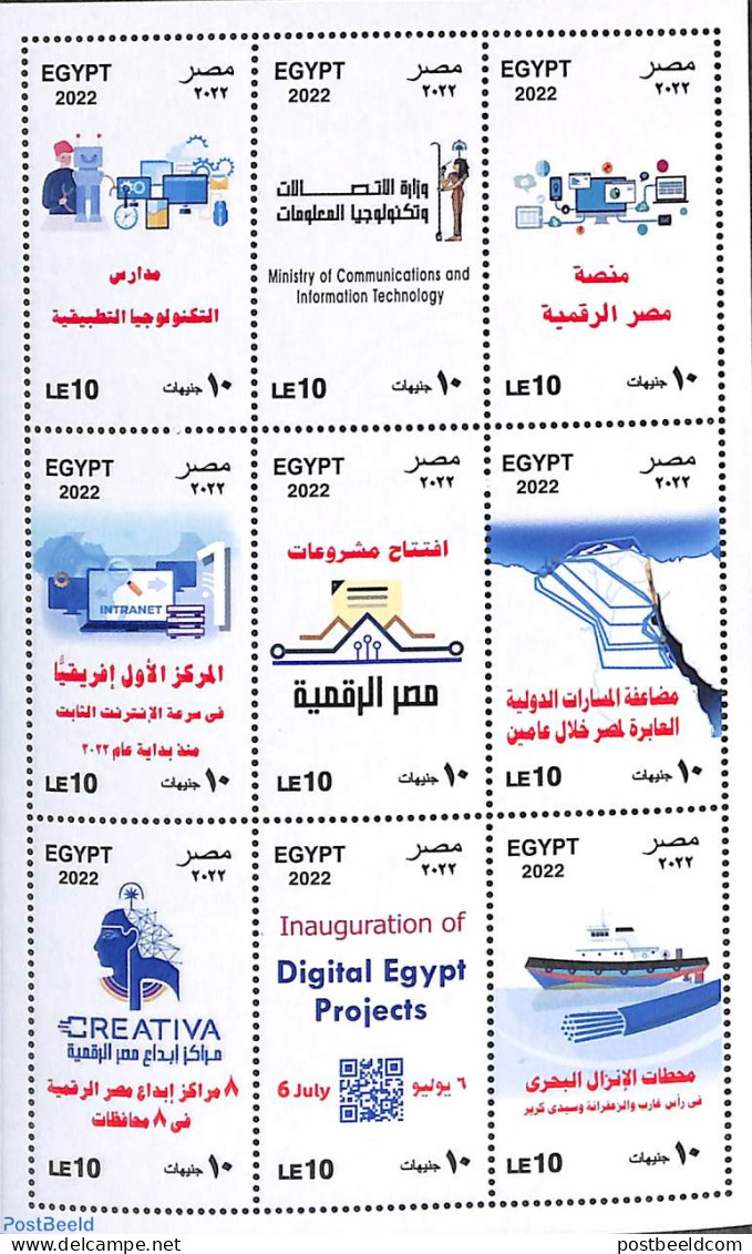 Egypt (Republic) 2022 Digital Egypt 9v M/s, Mint NH, Science - Transport - Various - Computers & IT - Ships And Boats .. - Nuevos