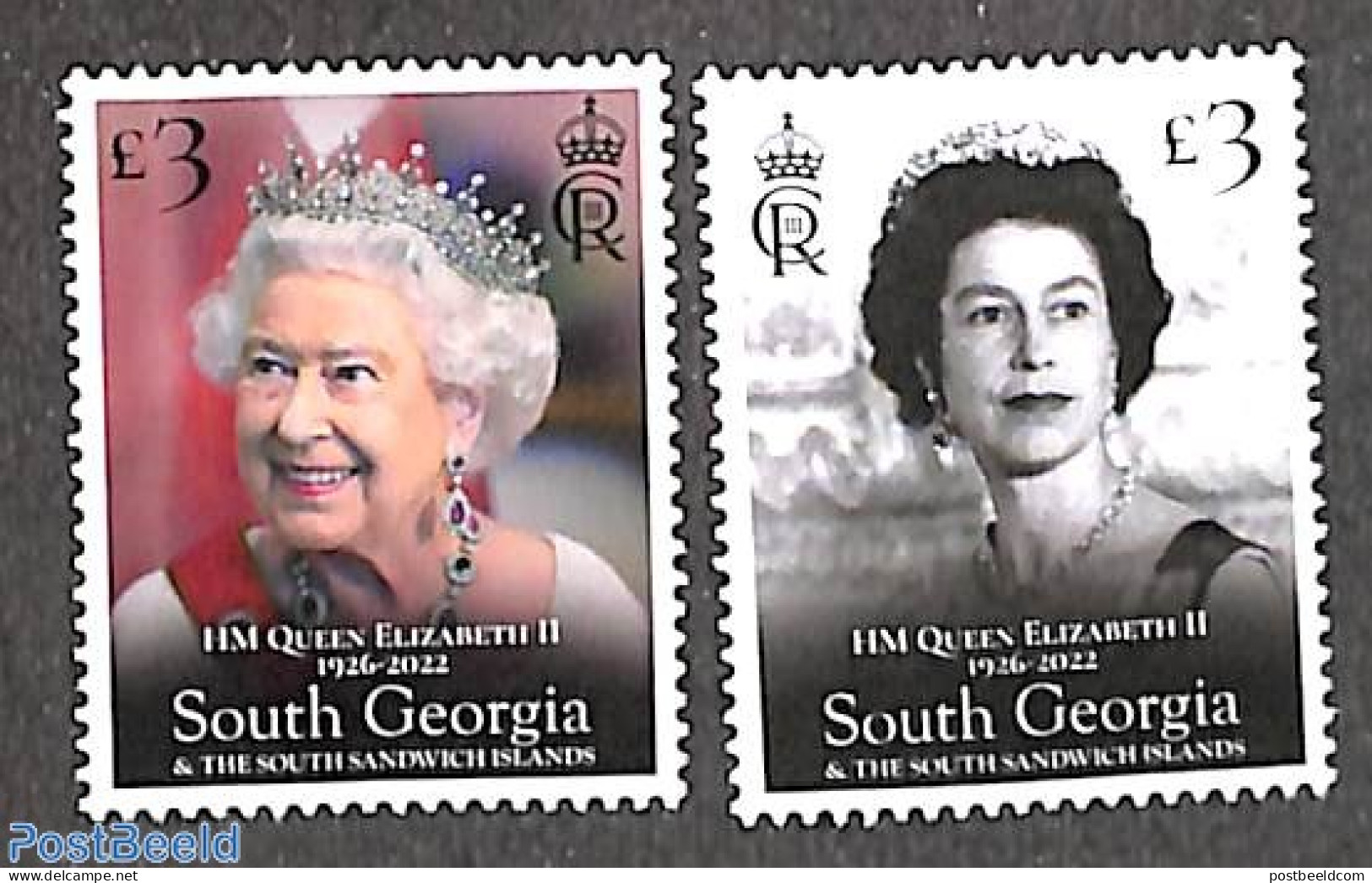 South Georgia / Falklands Dep. 2023 Queen Elizabeth II, In Memoriam 2v, Mint NH, History - Kings & Queens (Royalty) - Royalties, Royals