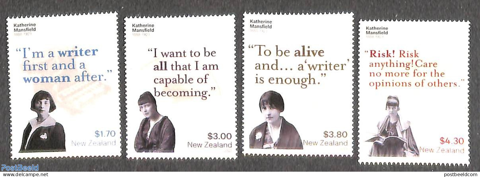 New Zealand 2023 Catherine Mansfield 4v, Mint NH, Art - Authors - Neufs