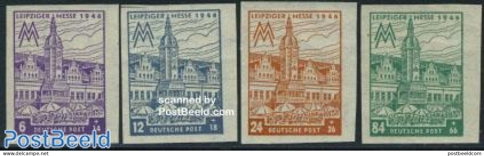 Germany, DDR 1946 Leipzig Fair 4v Imperforated WM Upstairs, Unused (hinged) - Unused Stamps