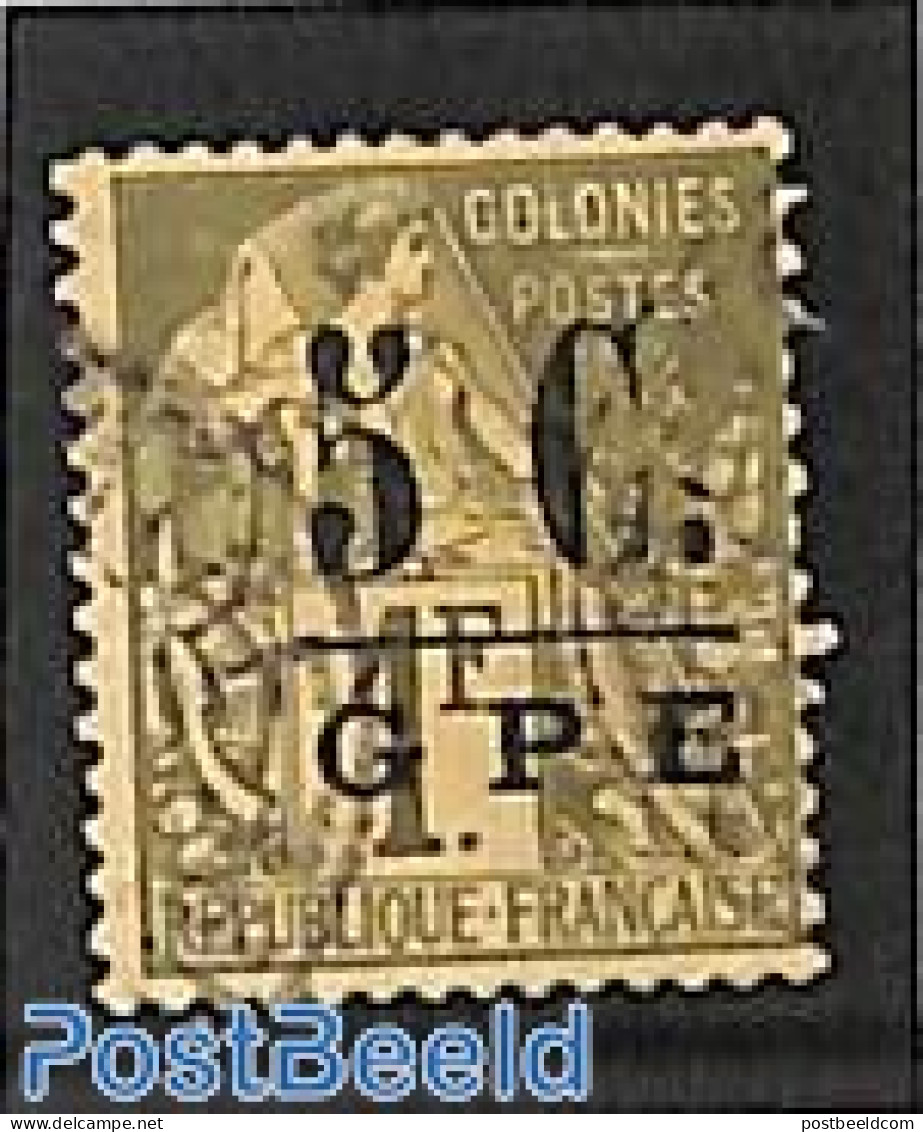 Guadeloupe 1890 5c On 1fr, Used, Used Stamps - Gebraucht