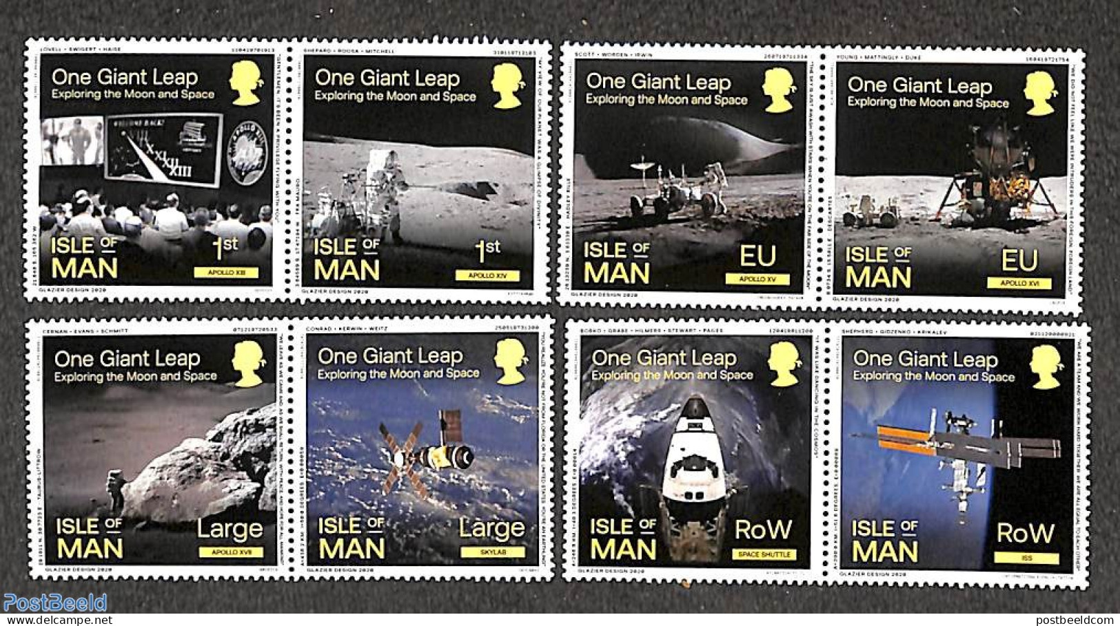 Isle Of Man 2020 One Giant Leap 8v (4x [:]), Mint NH, Transport - Space Exploration - Man (Eiland)