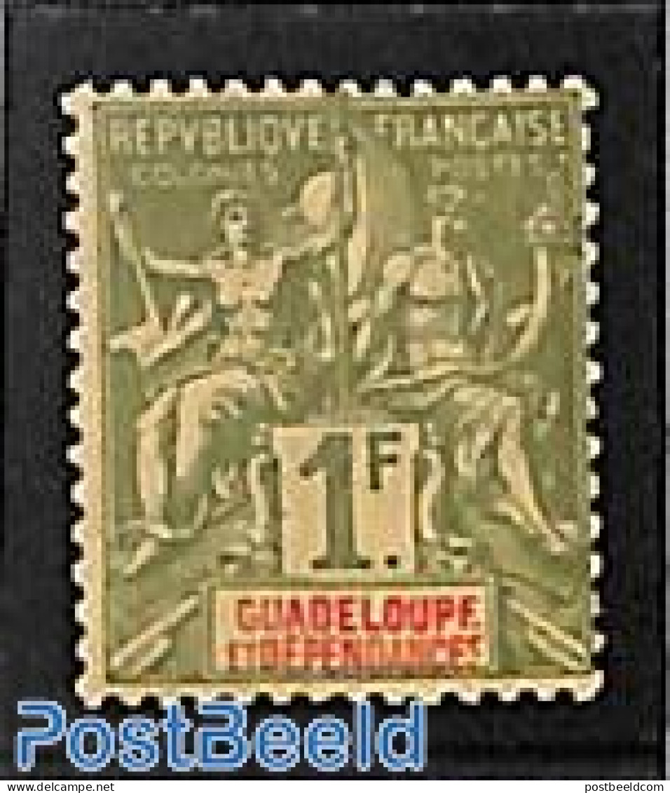 Guadeloupe 1892 1fr, Stamp Out Of Set, Unused (hinged) - Nuovi