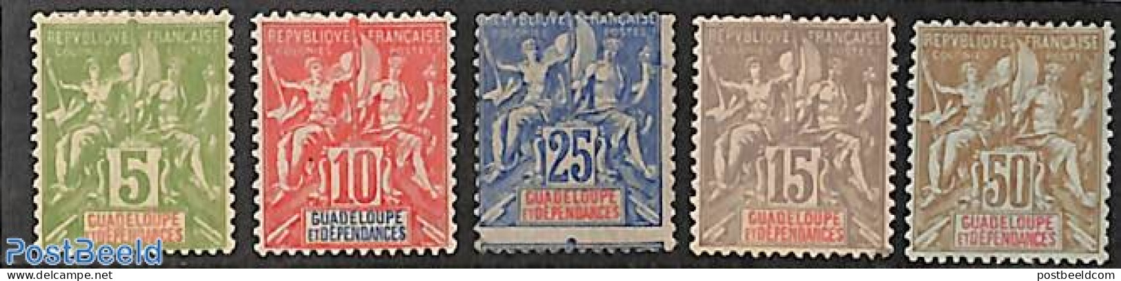 Guadeloupe 1900 Definitives 5v, Unused (hinged) - Nuovi