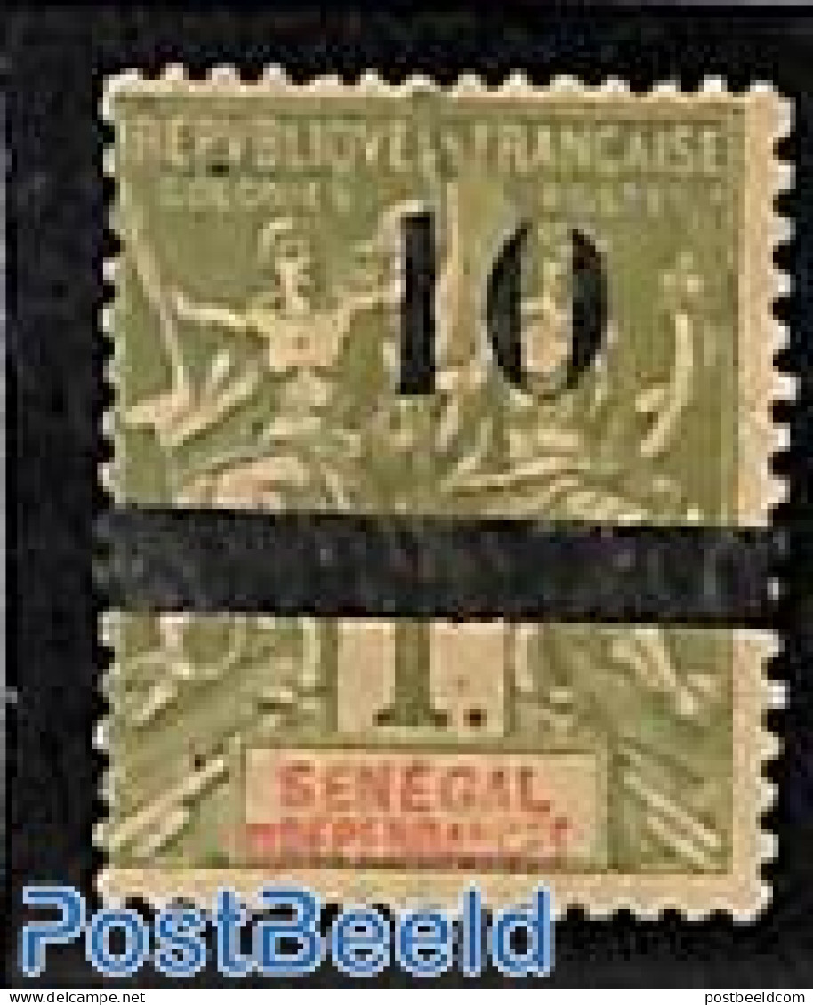 Senegal 1903 10 On 1fr, Stamp Out Of Set, Unused (hinged) - Sénégal (1960-...)