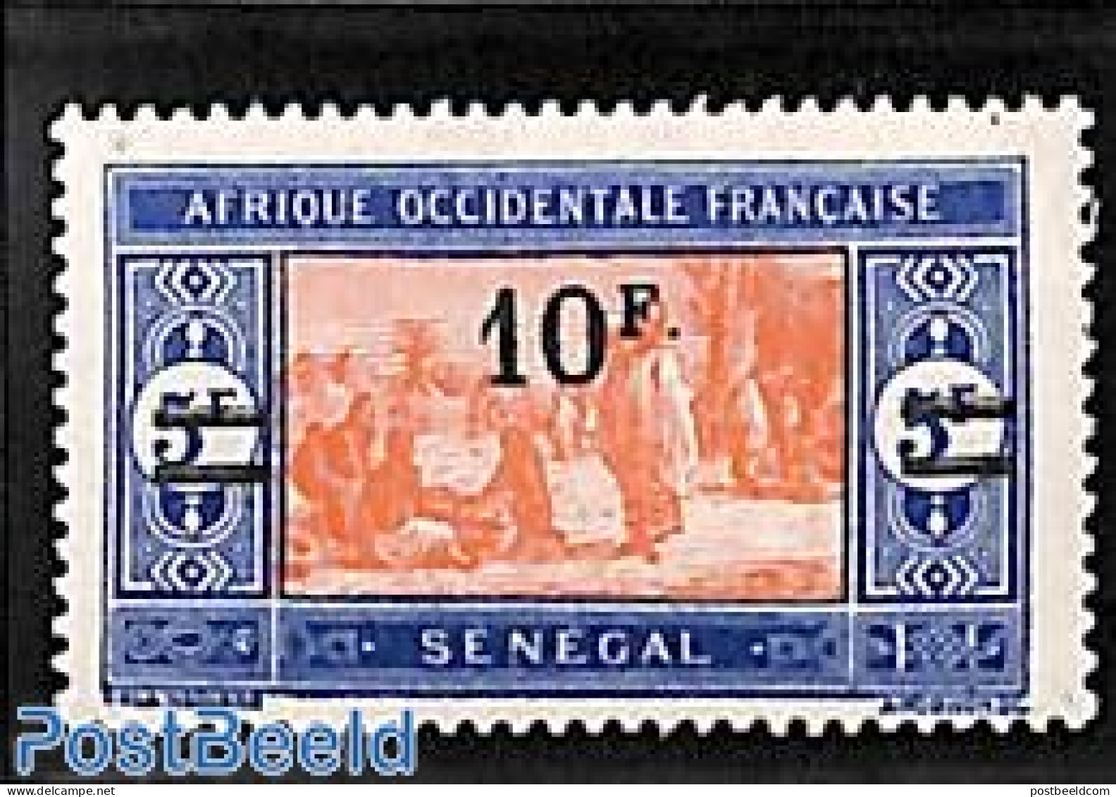 Senegal 1922 10fr On 5fr, Stamp Out Of Set, Unused (hinged) - Sénégal (1960-...)