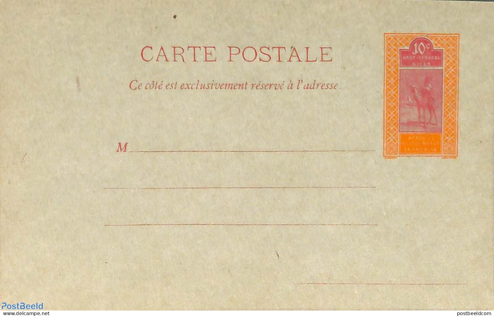 Senegal 1915 Postcard 10c, Unused Postal Stationary, Nature - Camels - Sénégal (1960-...)