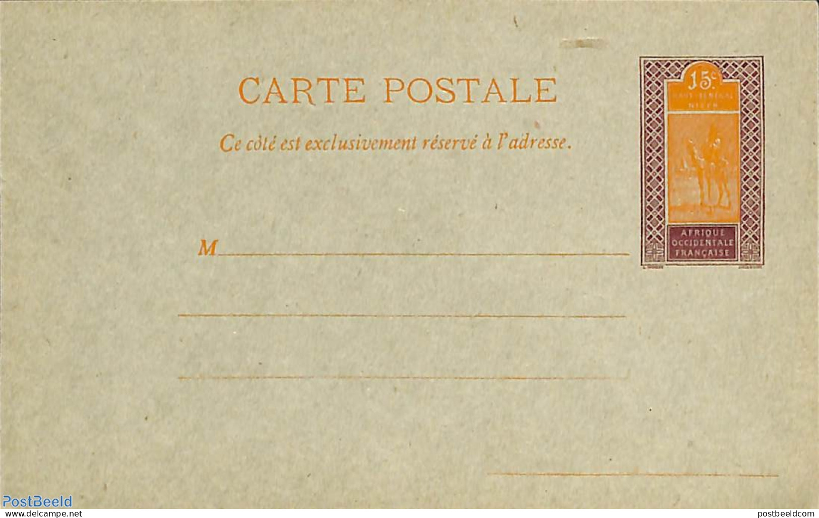 Senegal 1917 Postcard 15c, Unused Postal Stationary, Nature - Camels - Sénégal (1960-...)