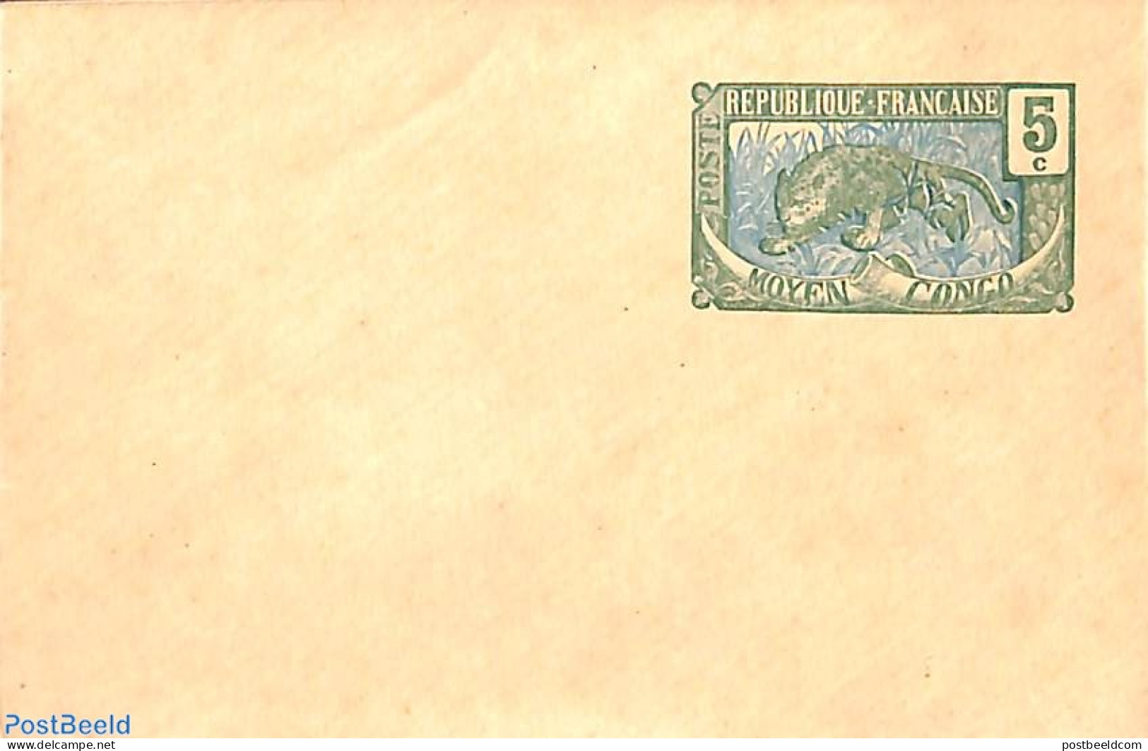 Congo Republic 1920 Envelope 5c, Unused Postal Stationary - Other & Unclassified