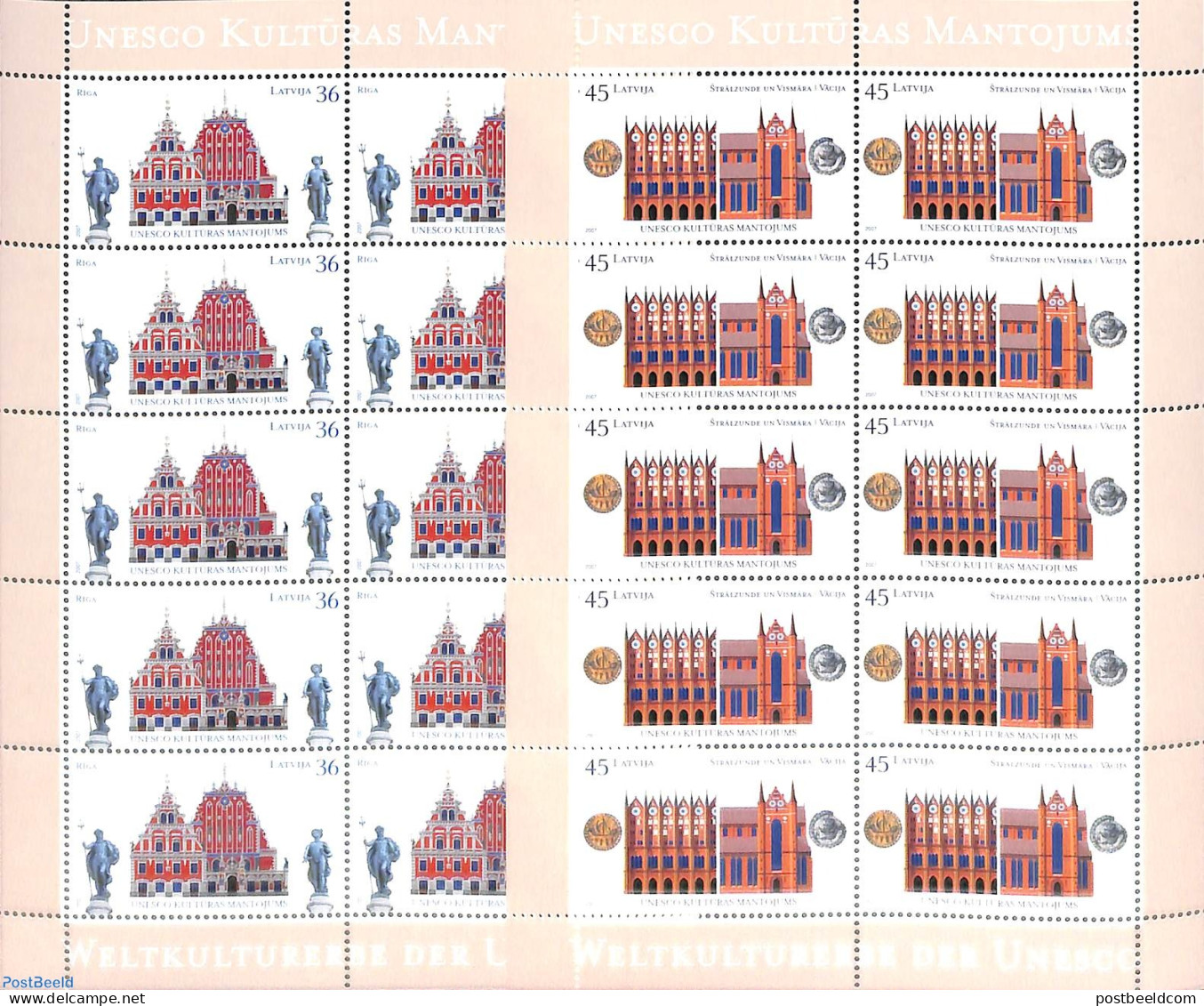 Latvia 2007 Joint Issue With Germany 2 M/s, Mint NH, History - Various - Unesco - Joint Issues - Gemeinschaftsausgaben