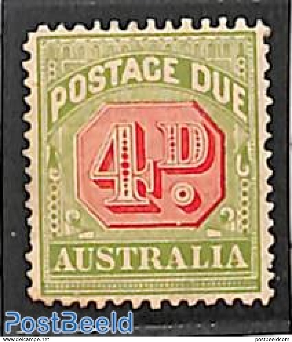 Australia 1909 4d, Postage Due, Perf. 12:12.5, Unused (hinged) - Andere & Zonder Classificatie